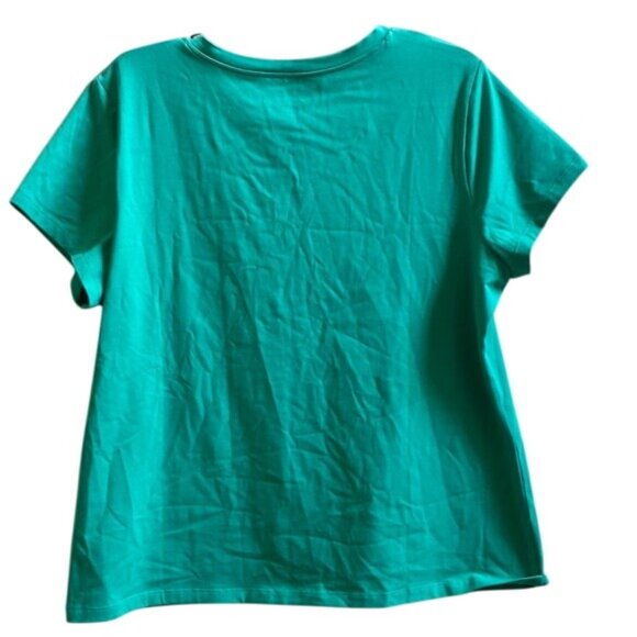 Chicos Green V-Neck Short Sleeve T-Shirt Size XL Cotton/Spandex Blend - Picture 3 of 3